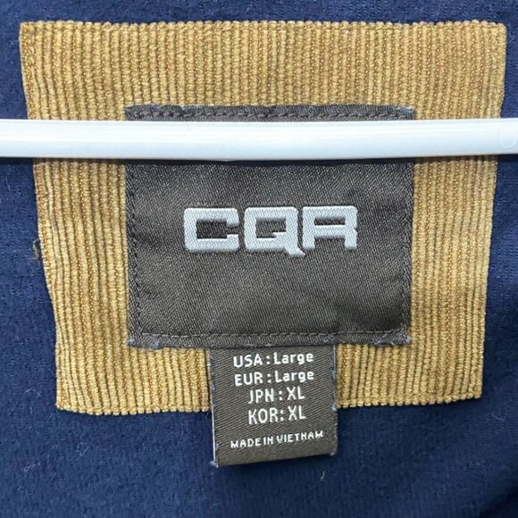 CQR Men's Shirt Large Navy Blue Long-Sleeve Button-Up With Corduroy Collar - Picture 3 of 4